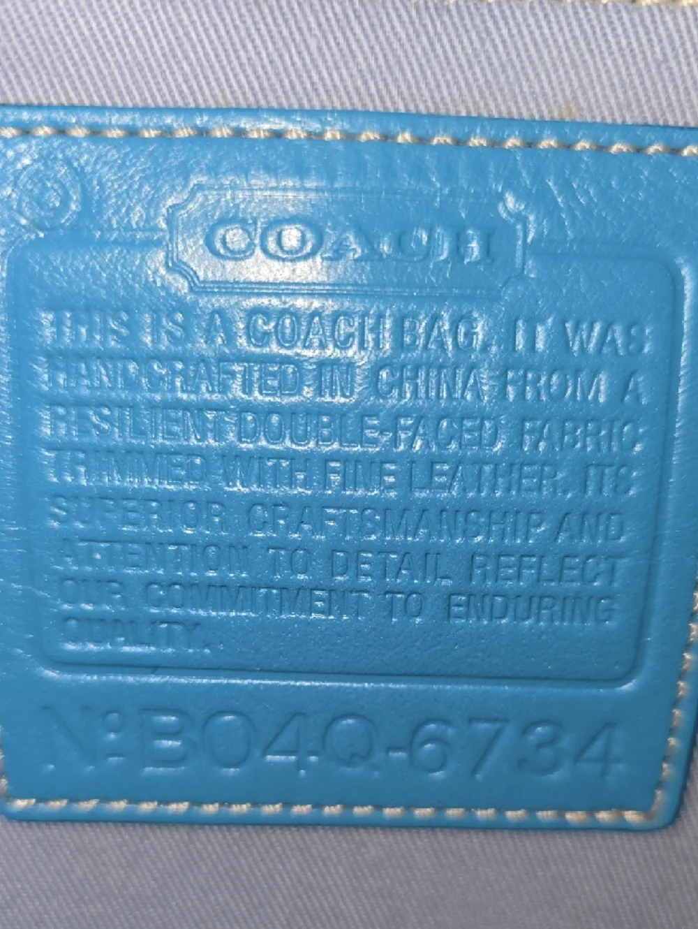 NWT Coach Twill Garden Tote with Light Blue Trim and Cream Handles‎